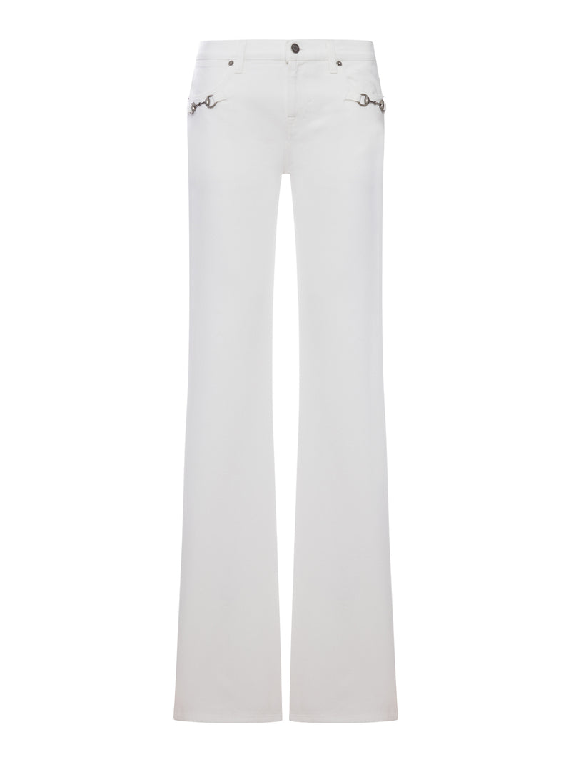 Gucci Women White Flare Jeans With Clamps GUCCI