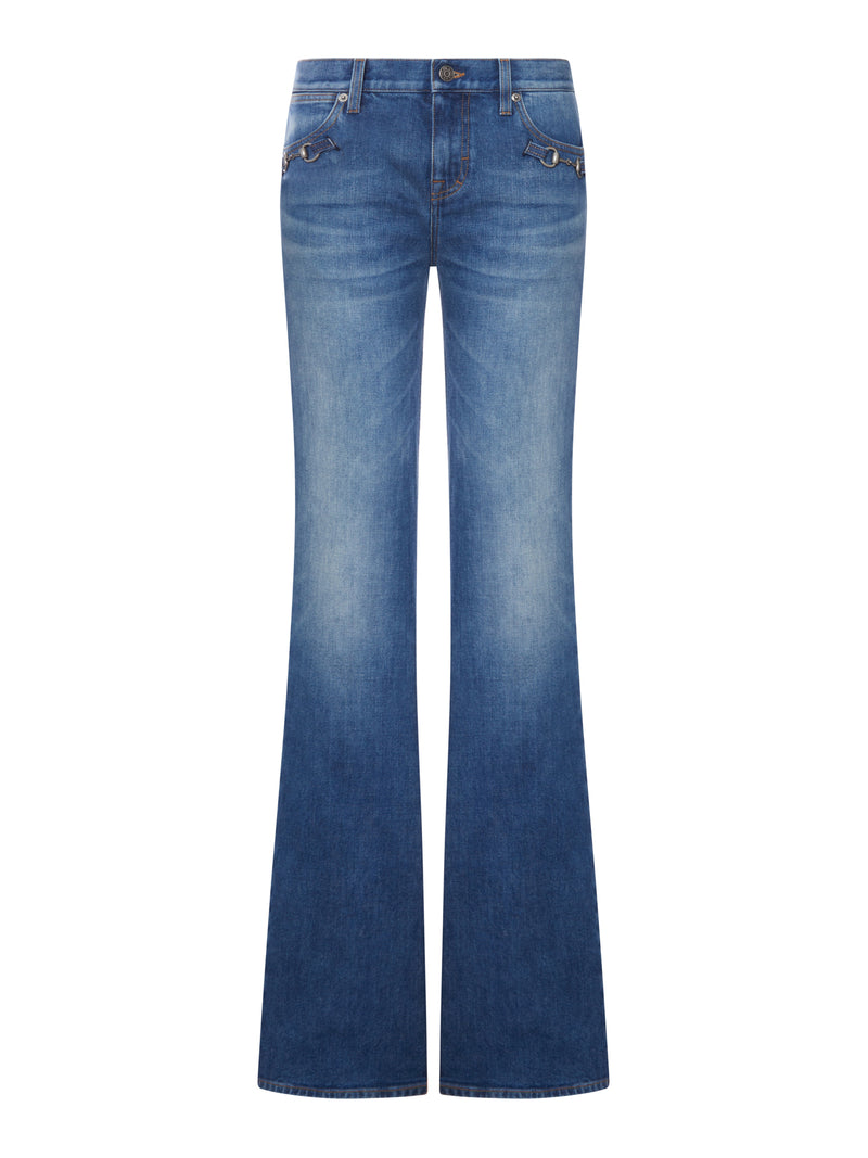 Gucci Women Stretch Cotton Jeans With Hook GUCCI