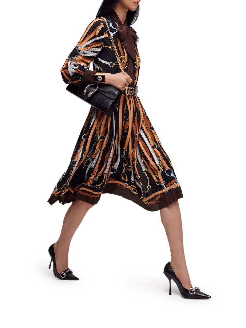 Gucci Women Printed Silk Chemisier Dress GUCCI