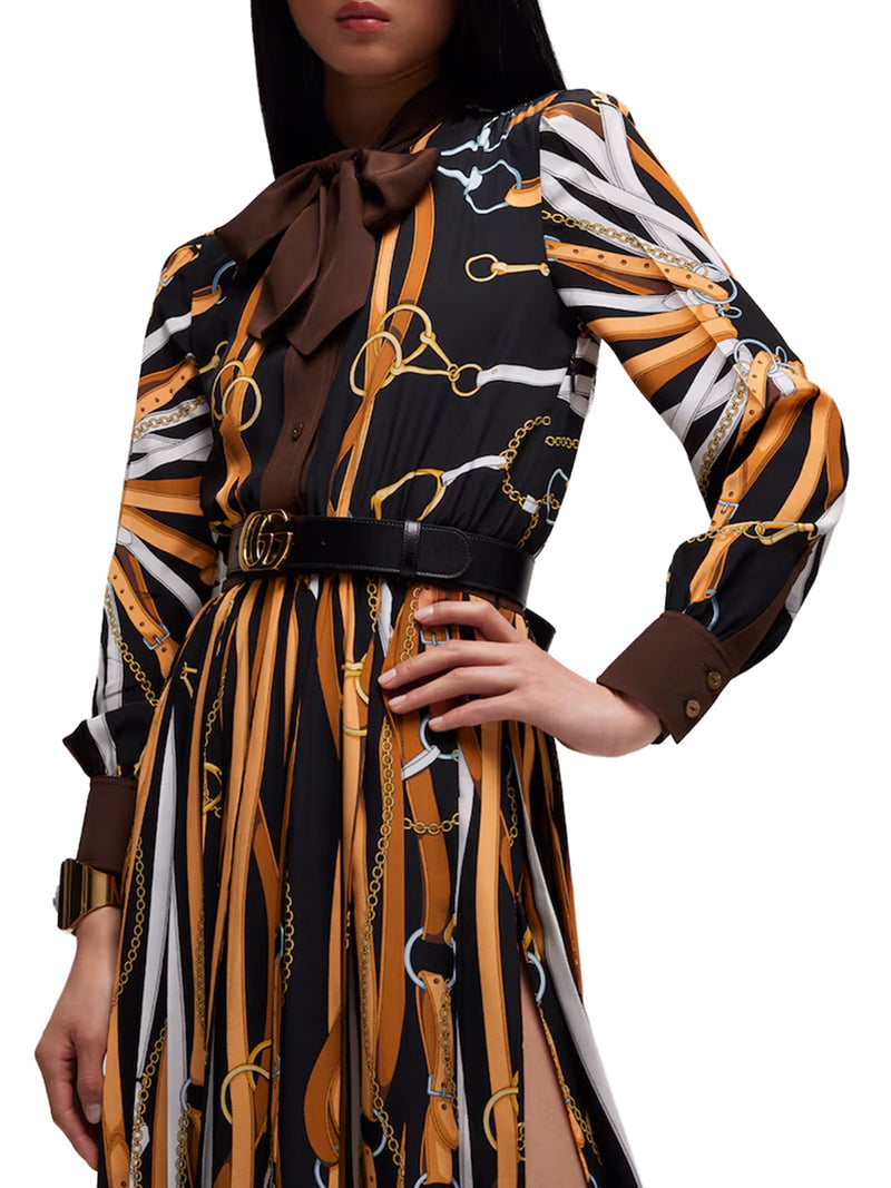 Gucci Women Printed Silk Chemisier Dress GUCCI