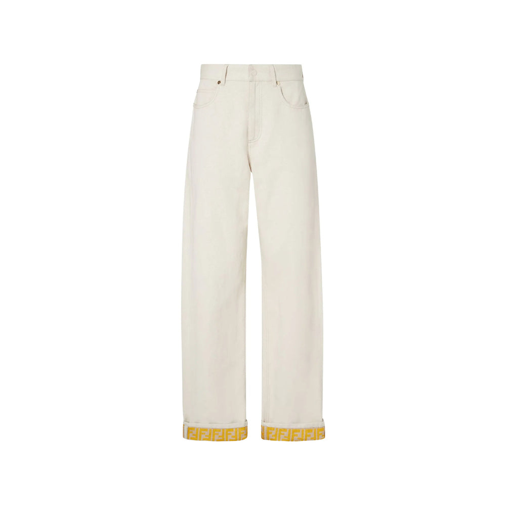 Fendi Neutrals Denim - Straight-Leg Jeans Women FENDI