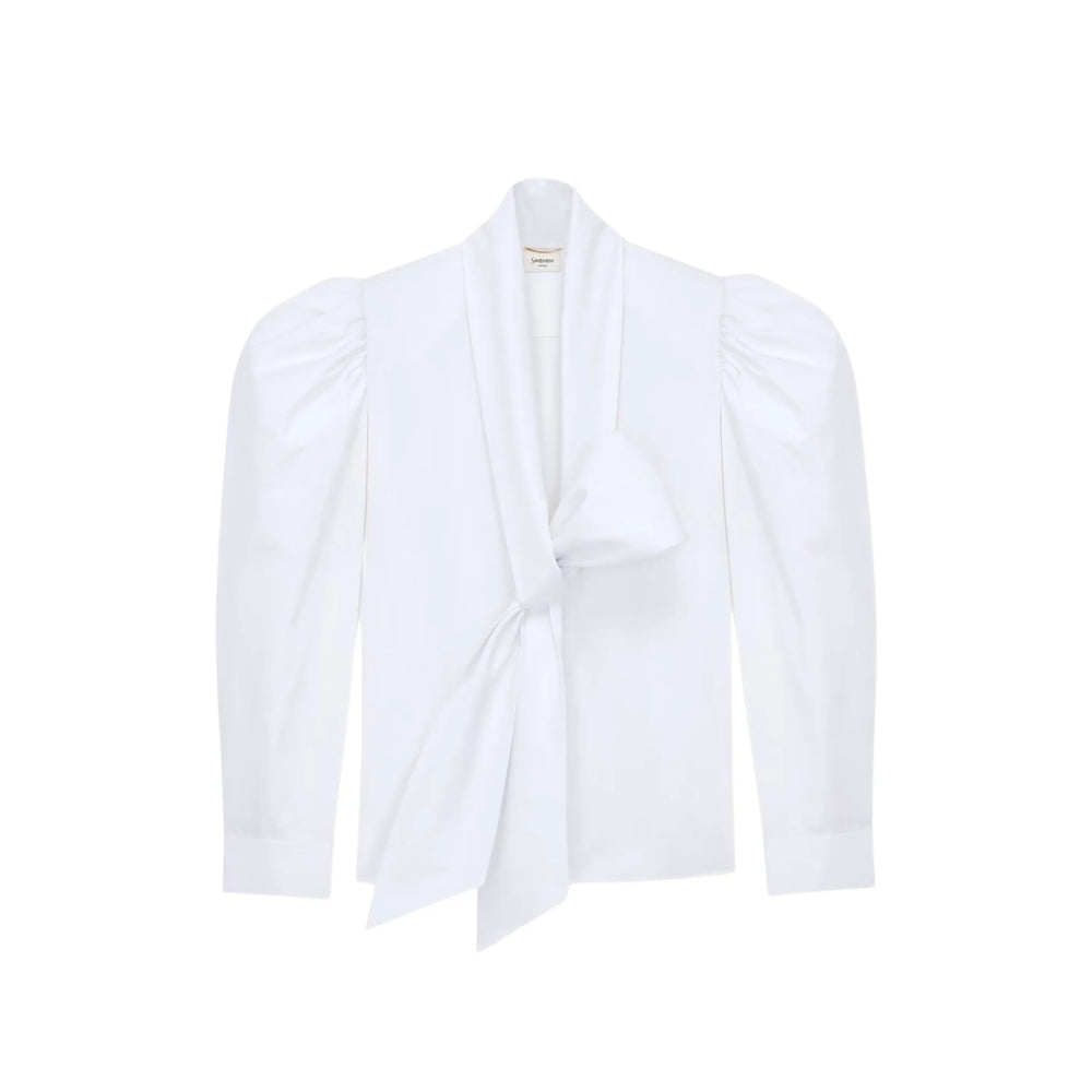 Saint Laurent Women Balloon-Sleeve Blouse In Cotton Poplin SAINT LAURENT