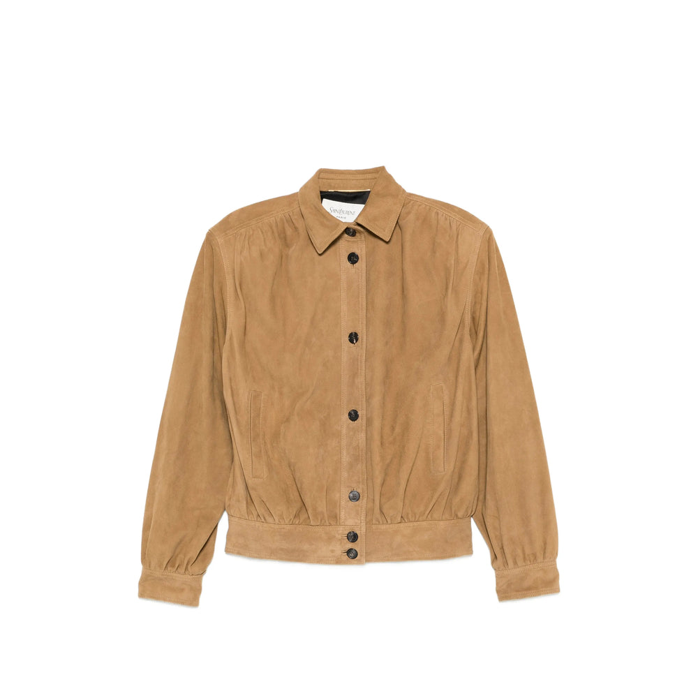 Saint Laurent Neutrals Jackets - Leather Jackets Women SAINT LAURENT
