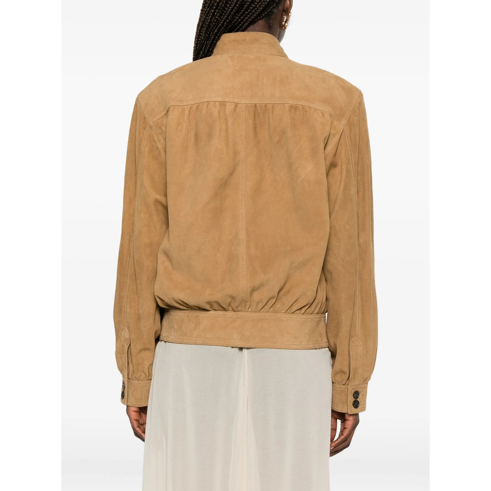 Saint Laurent Neutrals Jackets - Leather Jackets Women SAINT LAURENT