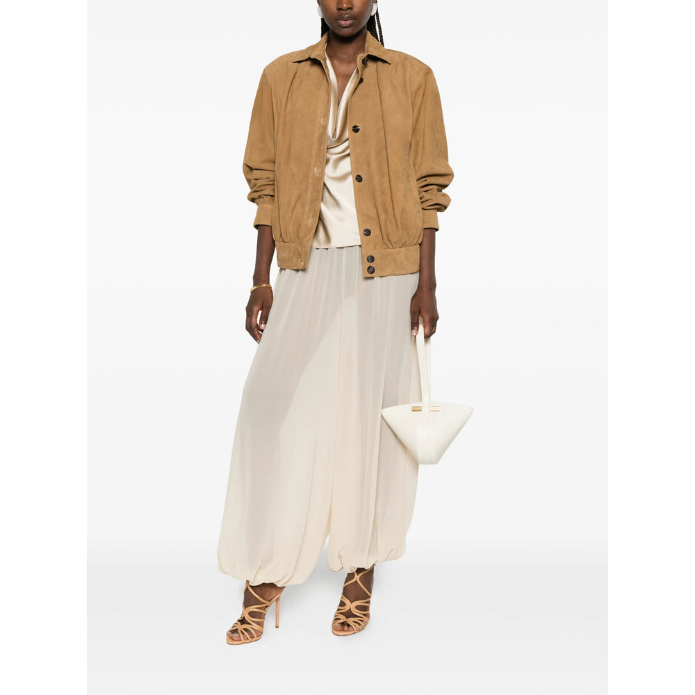 Saint Laurent Neutrals Jackets - Leather Jackets Women SAINT LAURENT