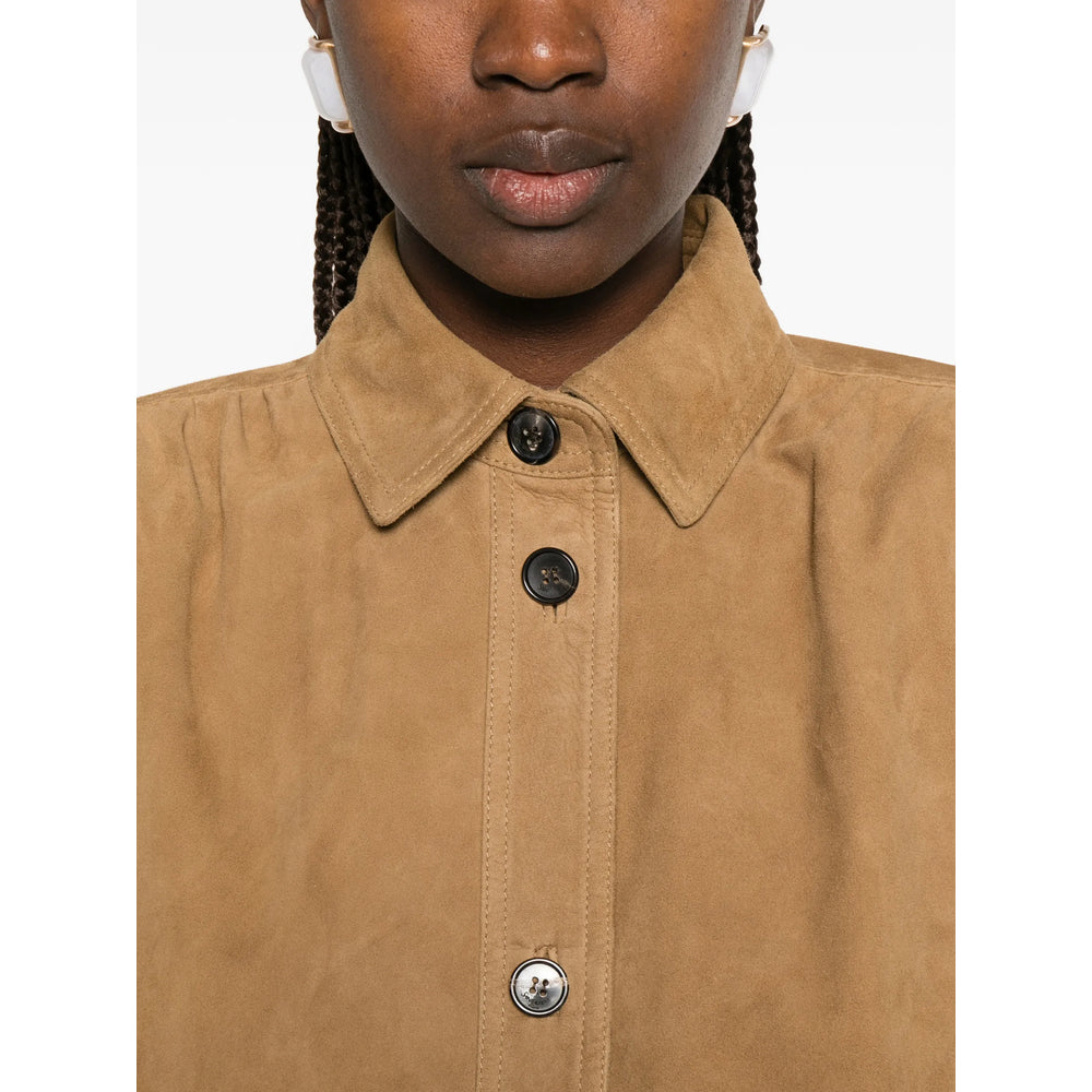 Saint Laurent Neutrals Jackets - Leather Jackets Women SAINT LAURENT