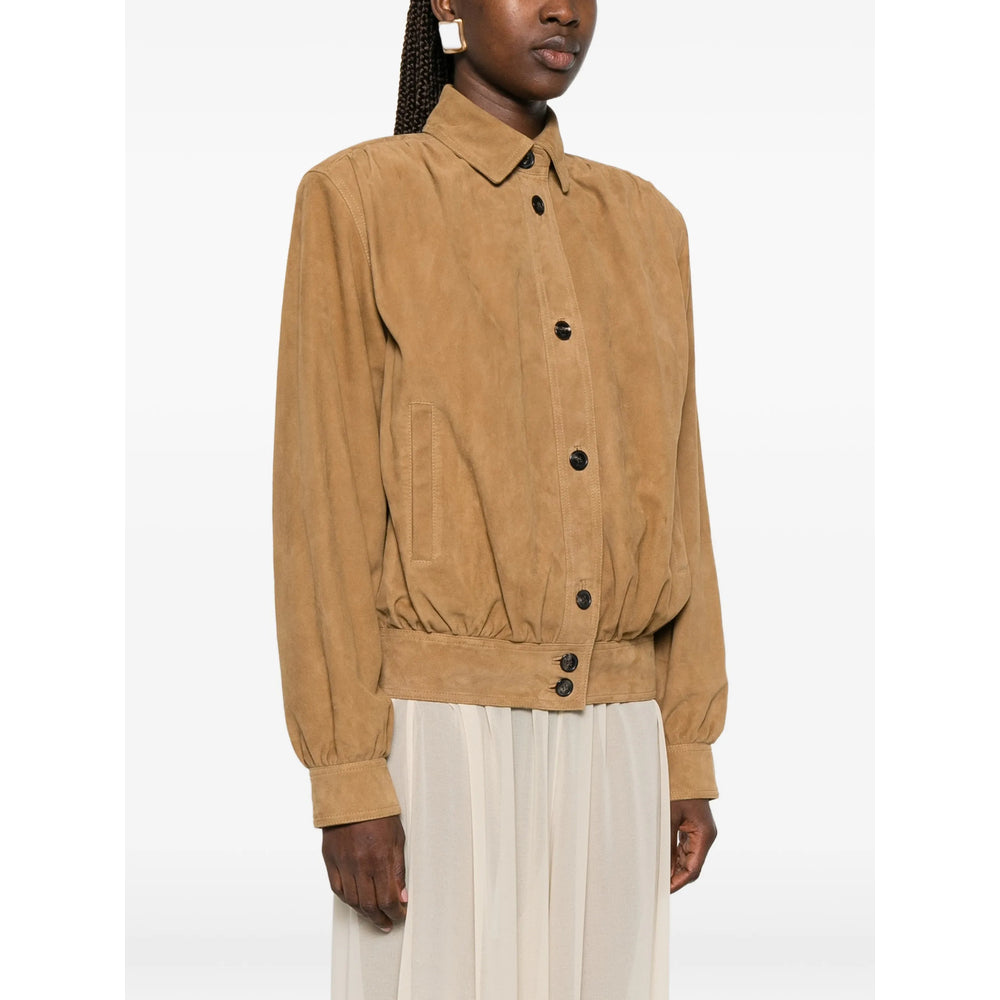Saint Laurent Neutrals Jackets - Leather Jackets Women SAINT LAURENT