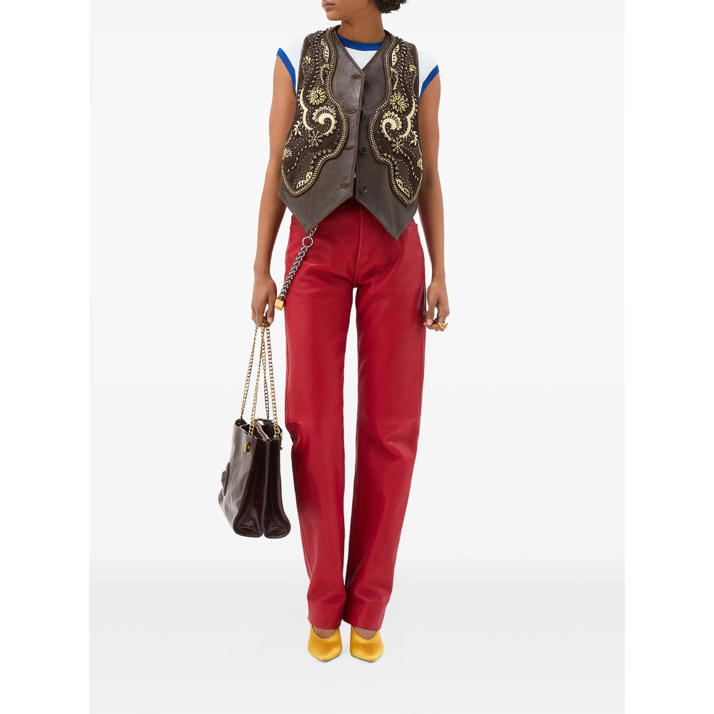 Versace Red Trousers - Straight Trousers Women VERSACE