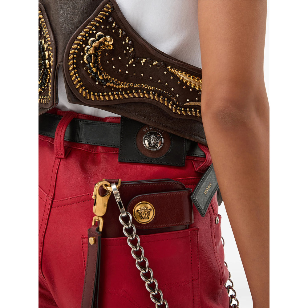 Versace Red Trousers - Straight Trousers Women VERSACE