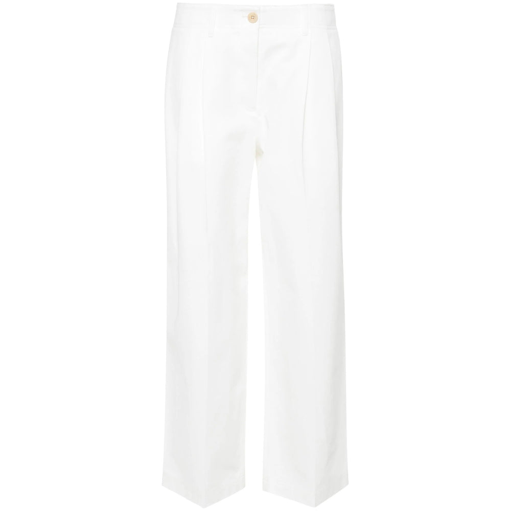 Toteme White Trousers - Straight Trousers Women TOTEME