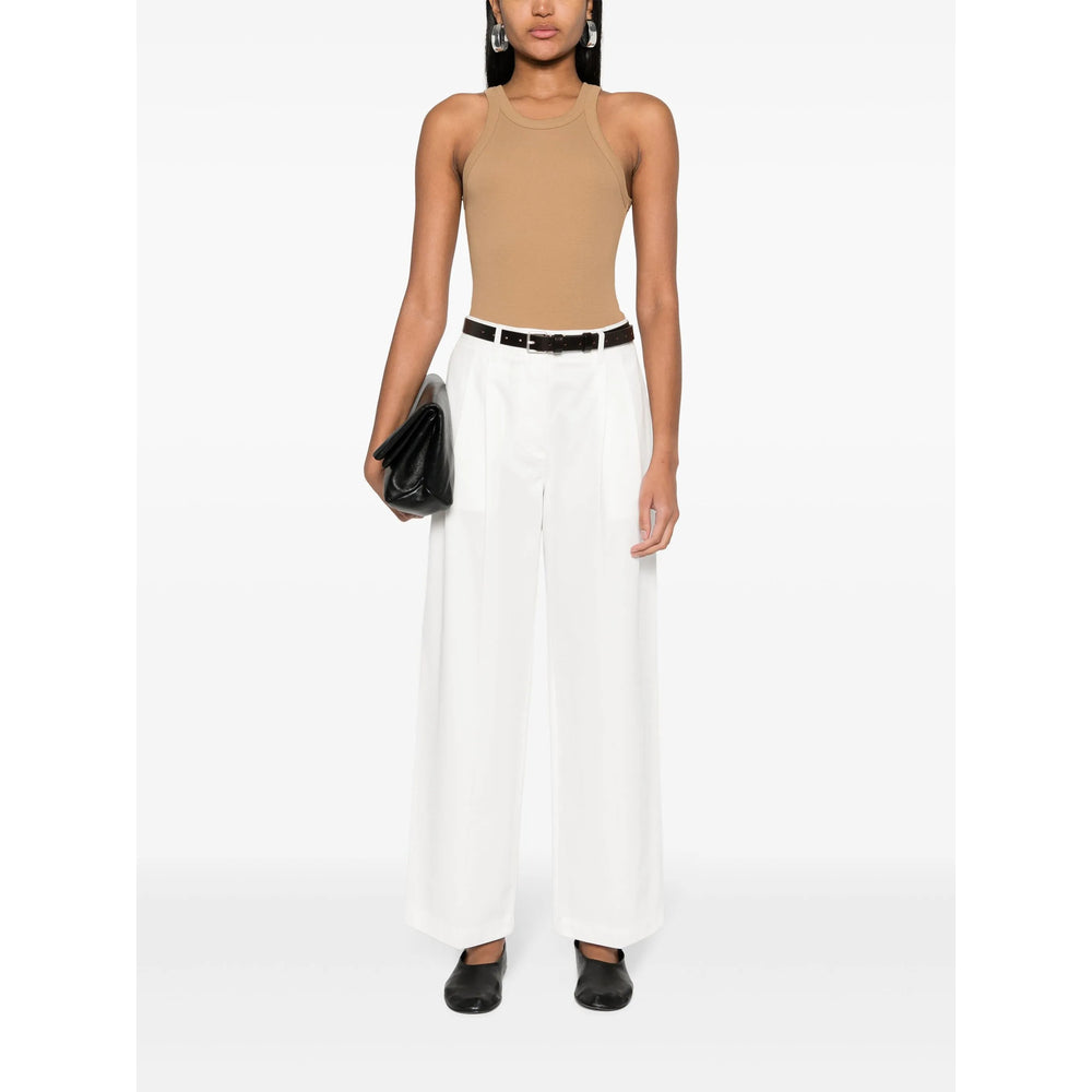 Toteme White Trousers - Straight Trousers Women TOTEME