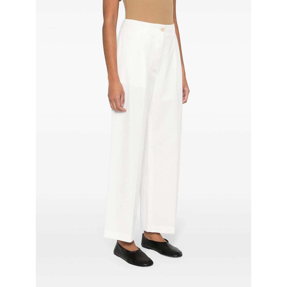 Toteme White Trousers - Straight Trousers Women TOTEME