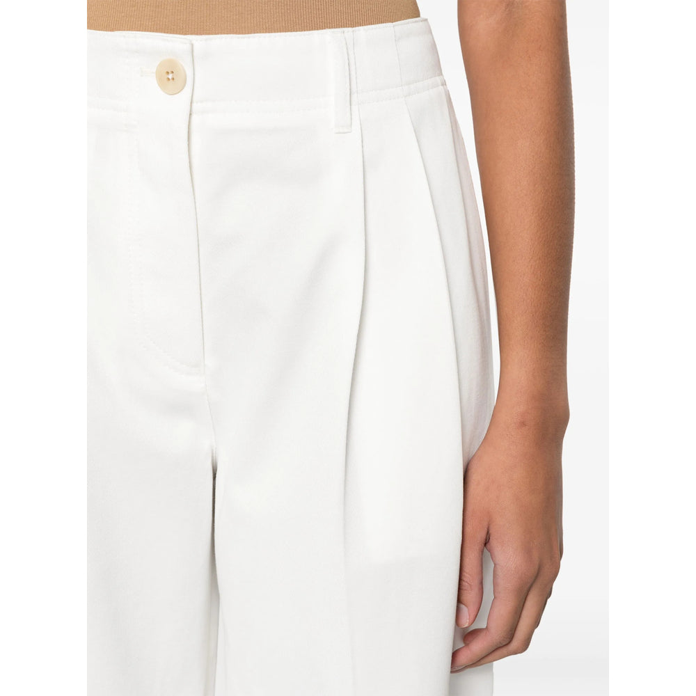 Toteme White Trousers - Straight Trousers Women TOTEME