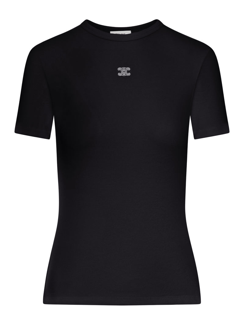 Celine Women Slim Fit Cotton T-Shirt With Logo CELINE