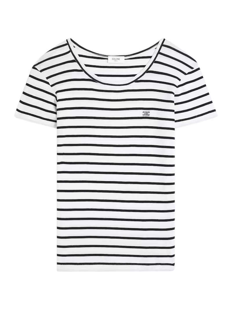 Celine Women Striped Silk Jersey T-Shirt CELINE