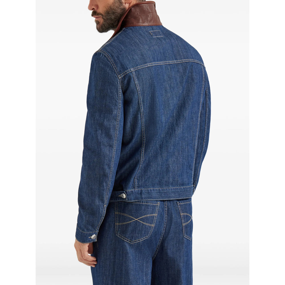 Brunello Cucinelli Blue Jackets - Denim Jackets Men BRUNELLO CUCINELLI