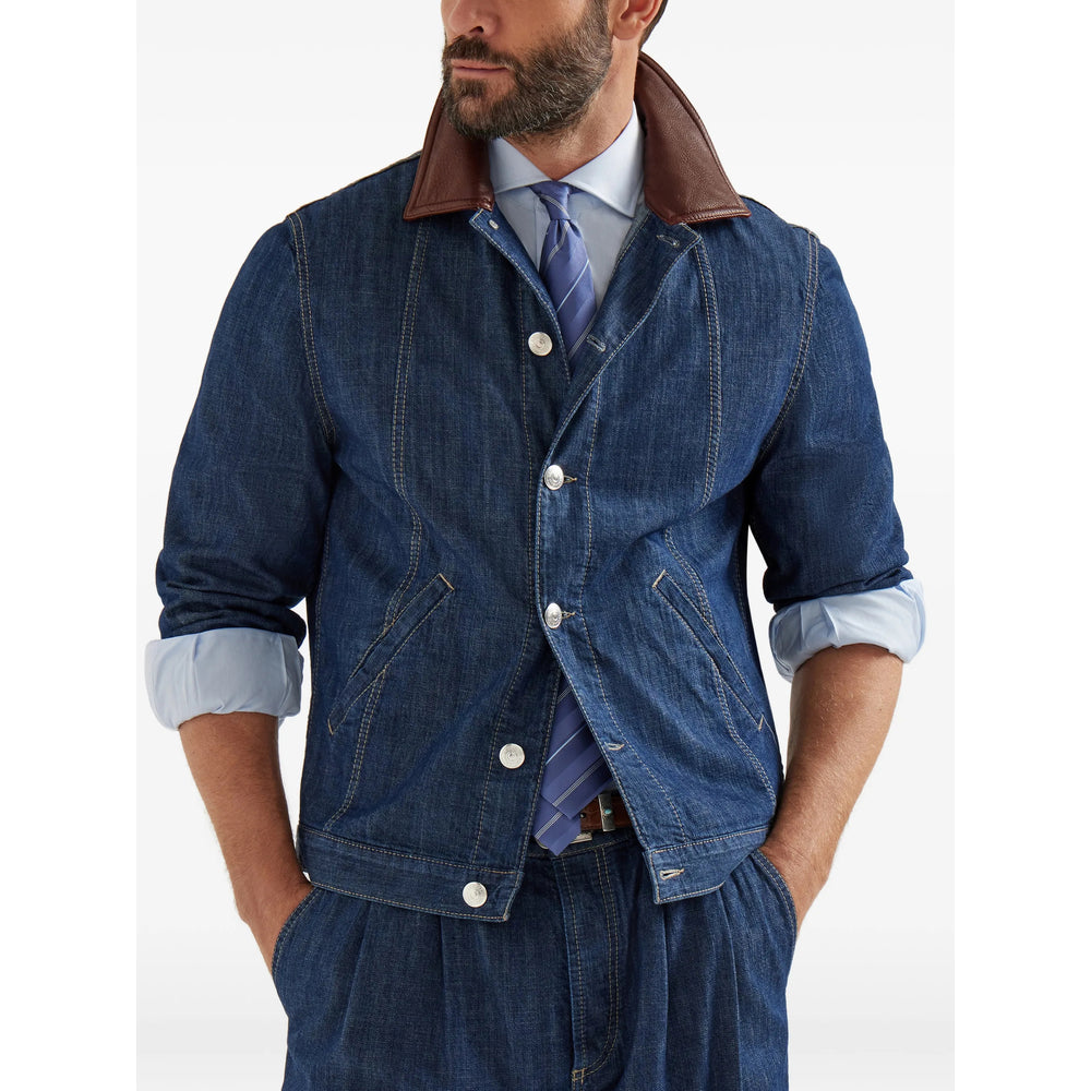 Brunello Cucinelli Blue Jackets - Denim Jackets Men BRUNELLO CUCINELLI