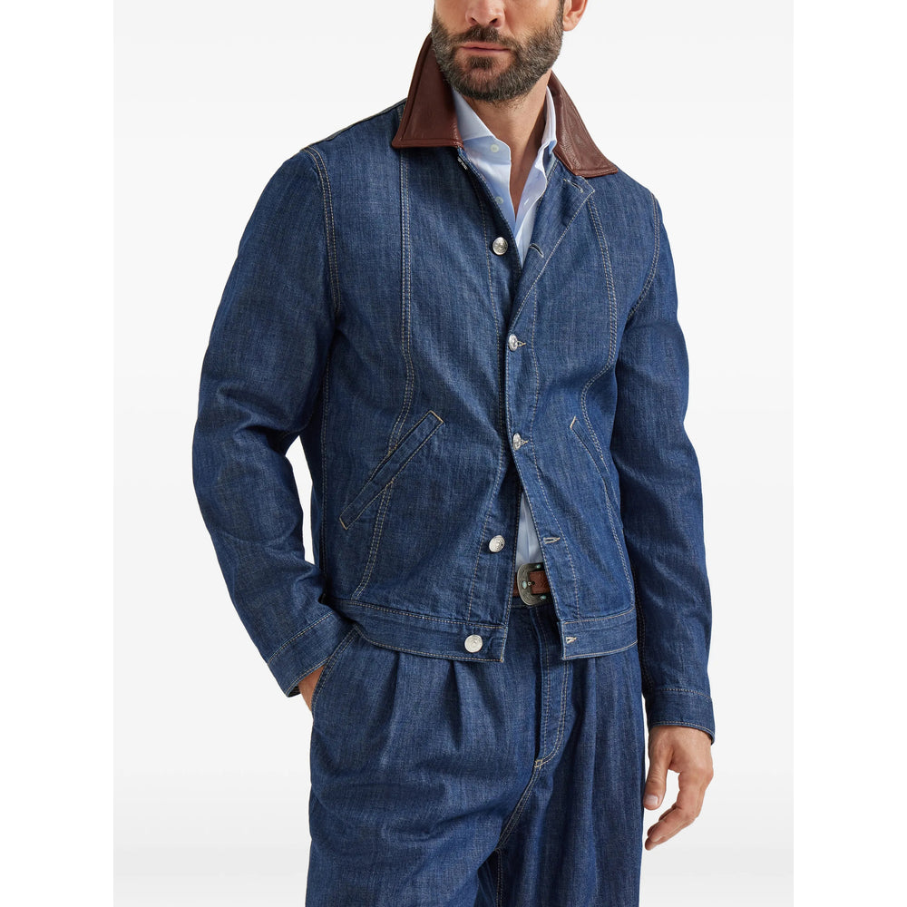 Brunello Cucinelli Blue Jackets - Denim Jackets Men BRUNELLO CUCINELLI