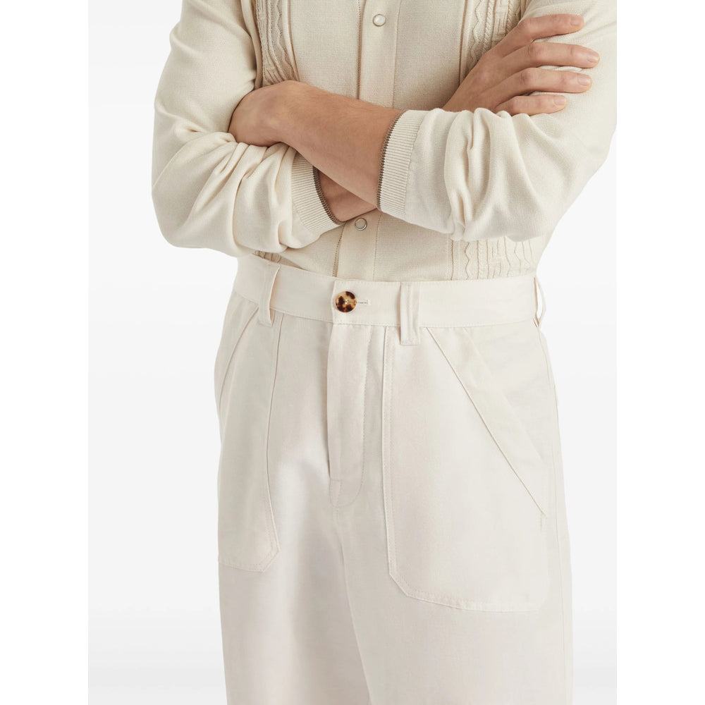 Brunello Cucinelli White Trousers - Regular & Straight-Leg Trousers Men BRUNELLO CUCINELLI