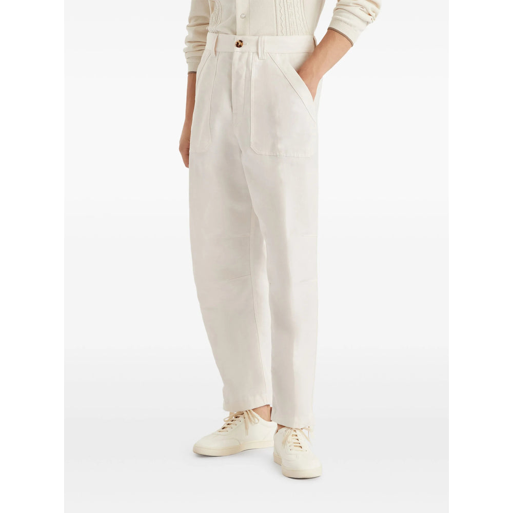 Brunello Cucinelli White Trousers - Regular & Straight-Leg Trousers Men BRUNELLO CUCINELLI