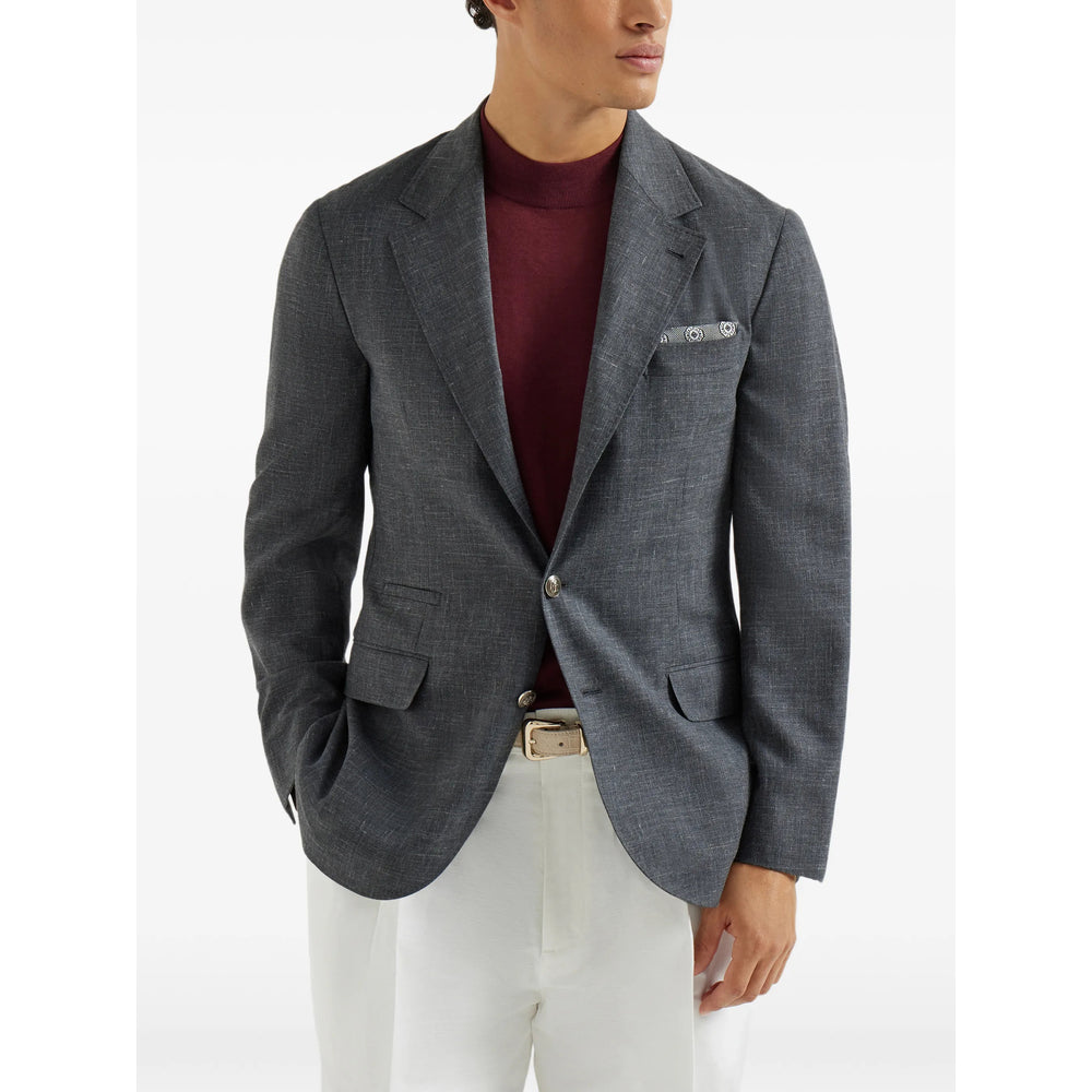 Brunello Cucinelli Grey Jackets - Blazers Men BRUNELLO CUCINELLI