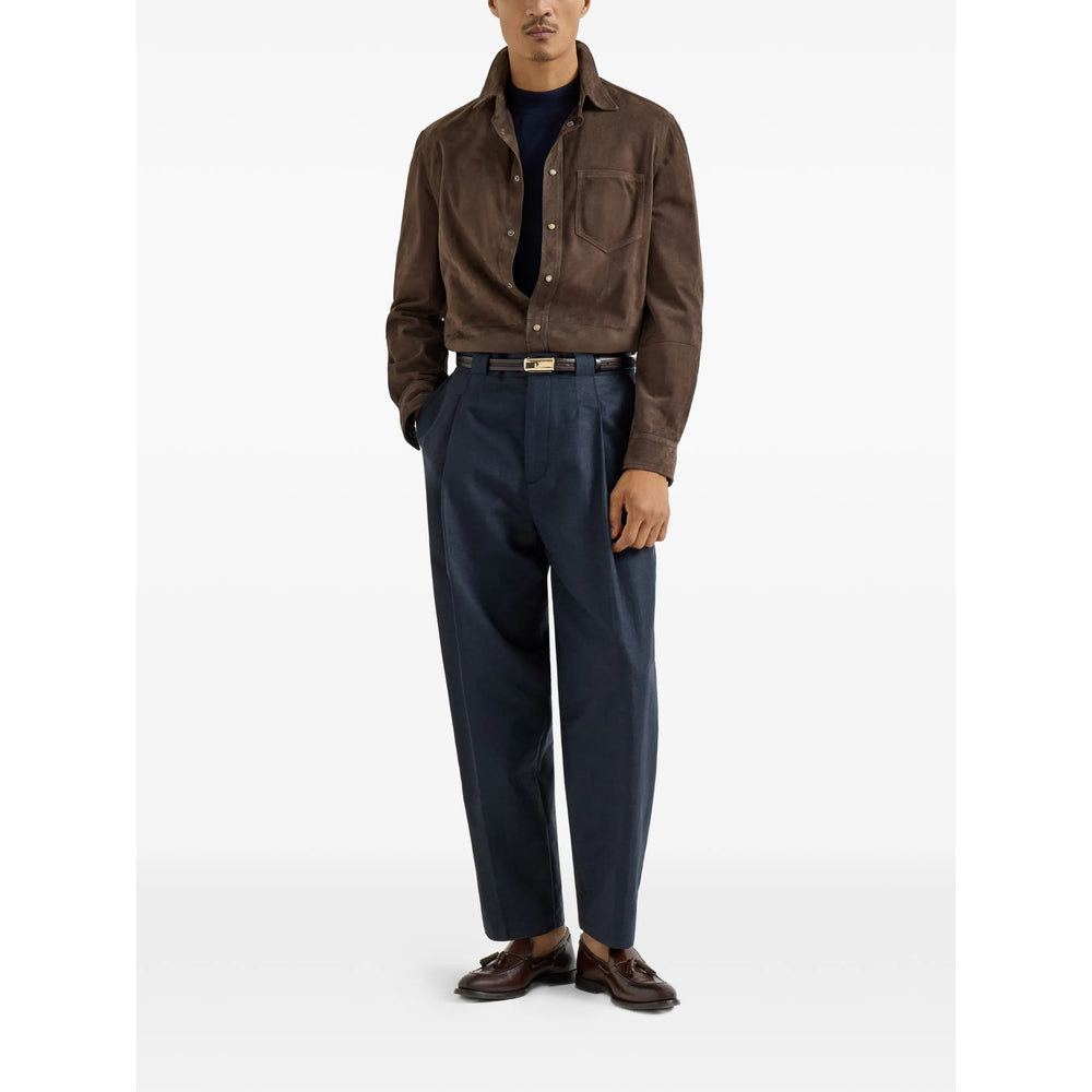 Brunello Cucinelli Brown Jackets - Shirt Jackets Men BRUNELLO CUCINELLI