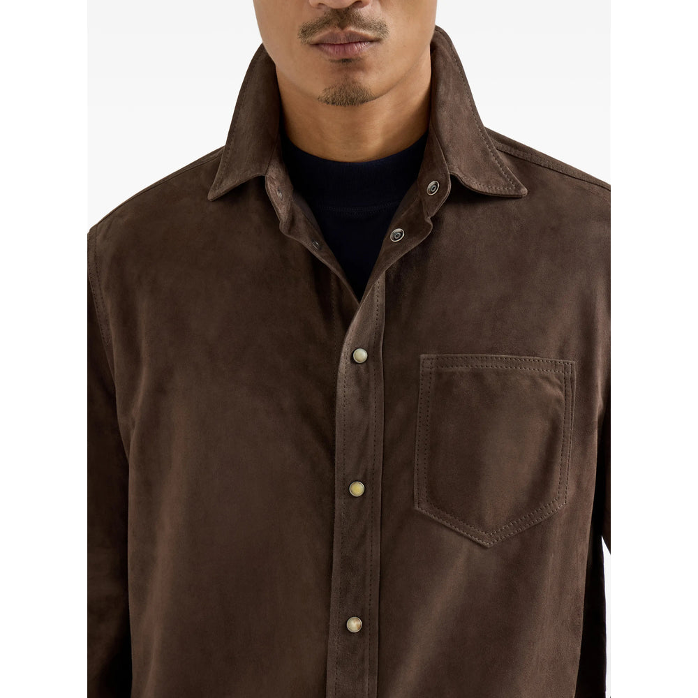 Brunello Cucinelli Brown Jackets - Shirt Jackets Men BRUNELLO CUCINELLI