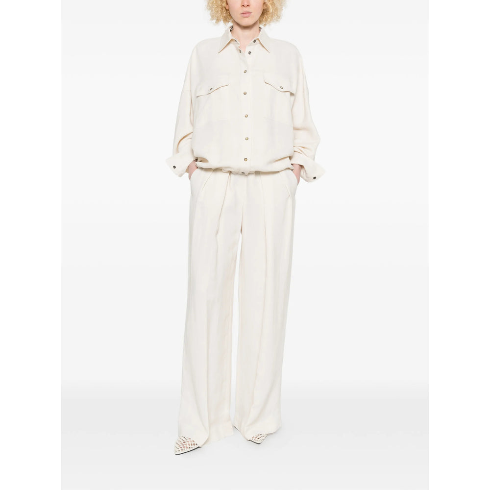 Brunello Cucinelli White Trousers - Palazzo Pants Women BRUNELLO CUCINELLI