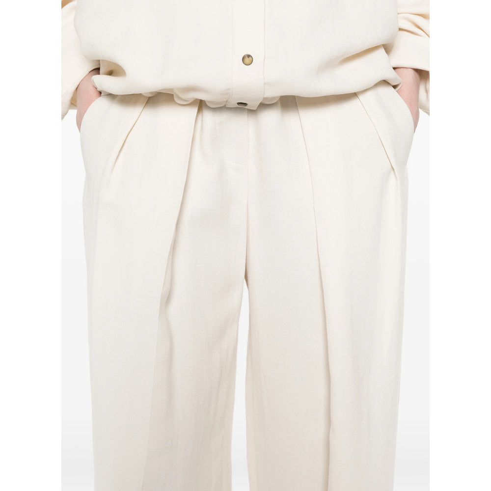 Brunello Cucinelli White Trousers - Palazzo Pants Women BRUNELLO CUCINELLI