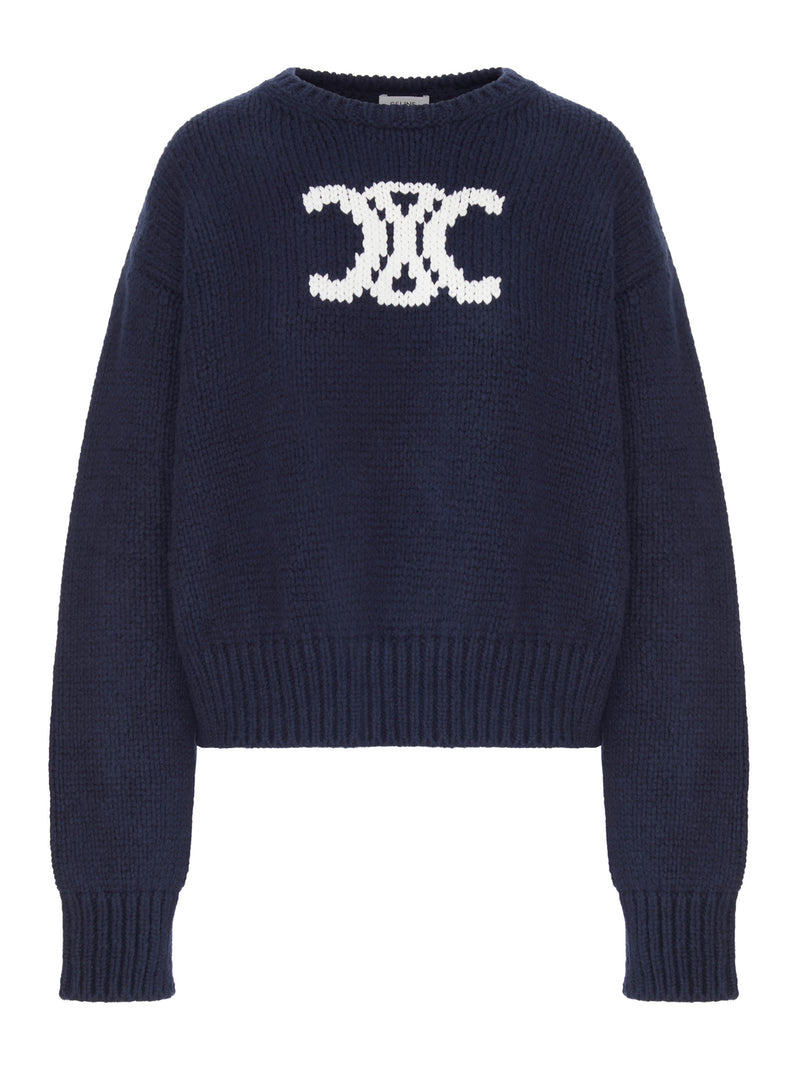 Celine Women Chunky Knit Sweater With Intarsia Logo CELINE