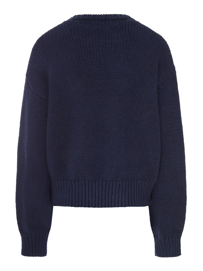 Celine Women Chunky Knit Sweater With Intarsia Logo CELINE