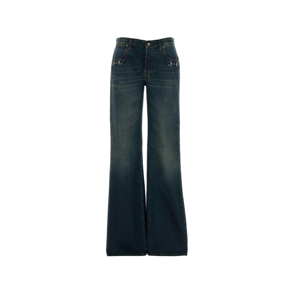 Gucci Blue Denim - Wide-Leg Jeans Women GUCCI