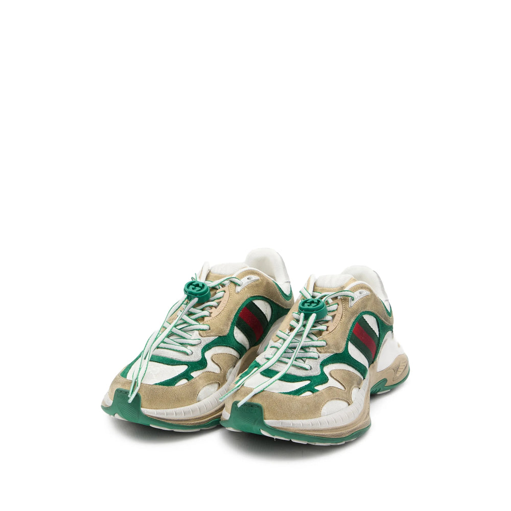 Gucci Men Suede Sneakers With Side Web Detail GUCCI