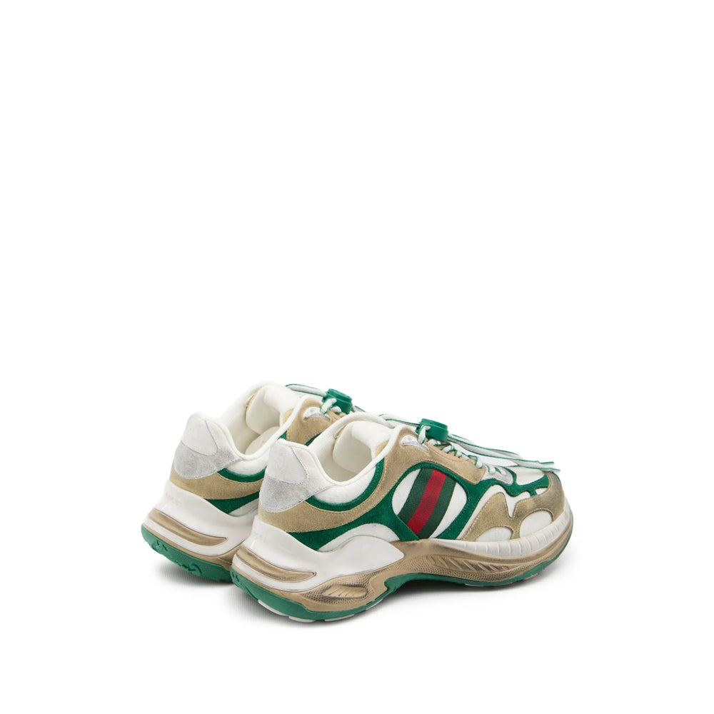 Gucci Men Suede Sneakers With Side Web Detail GUCCI