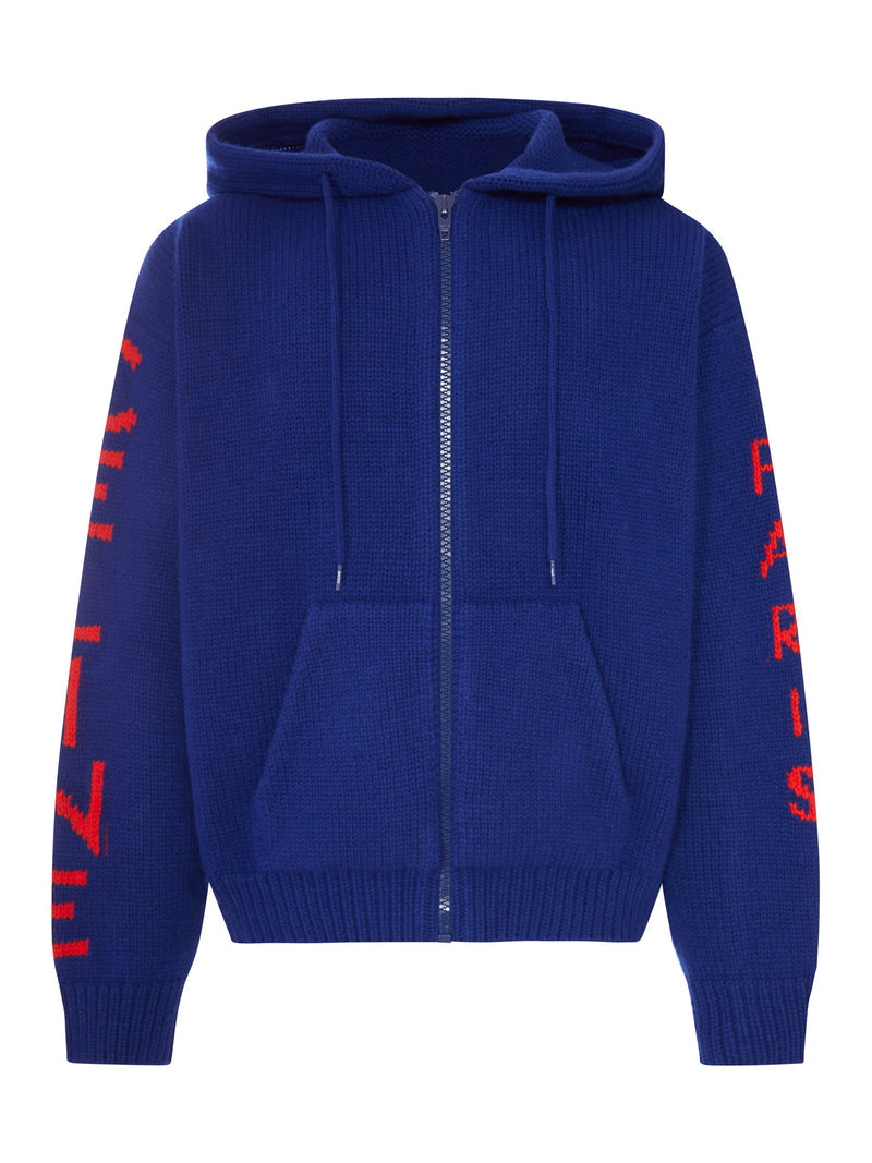 Celine Men Hooded Ribbed Knit Zip-Up Cardigan CELINE