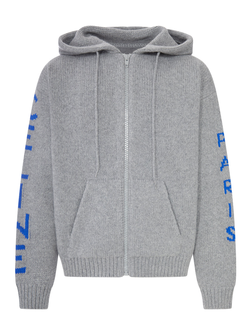 Celine Men Hooded Ribbed Knit Zip-Up Cardigan CELINE