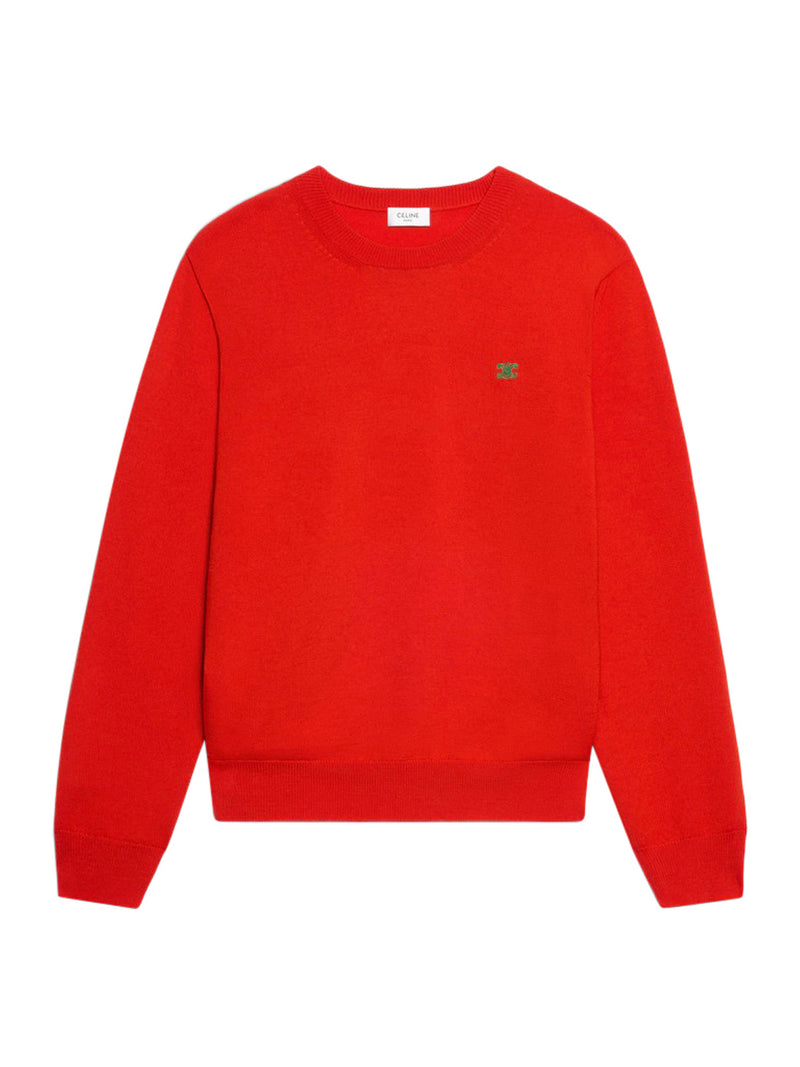 Celine Men Fine Wool Sweater With Triomphe Embroidery CELINE