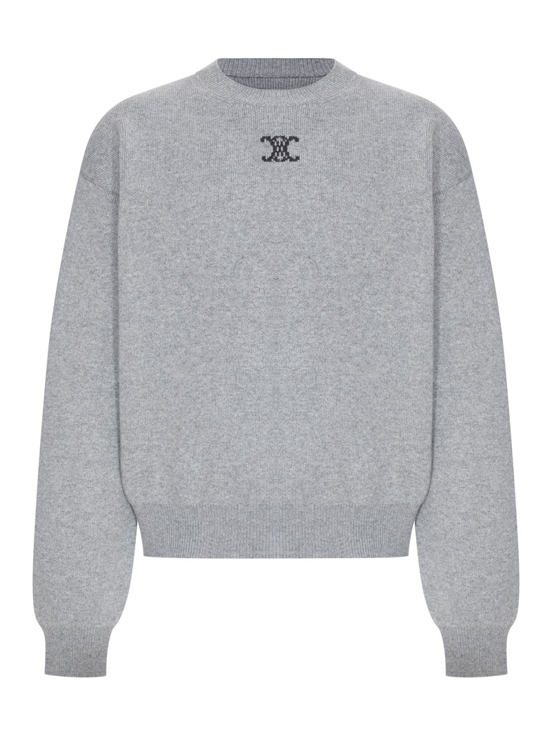 Celine Men Cashmere Crew-Neck Sweater With Front Logo CELINE