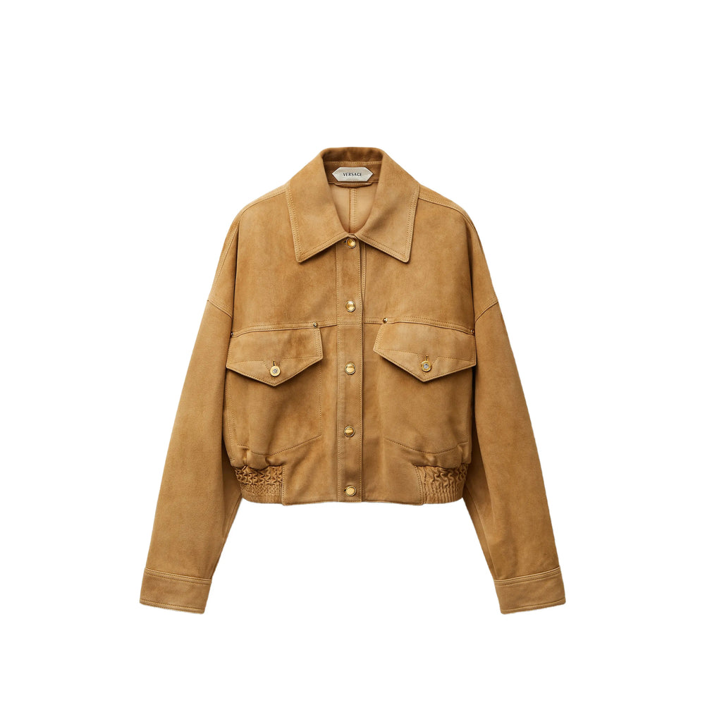 Versace Neutrals Jackets - Leather Jackets Women VERSACE