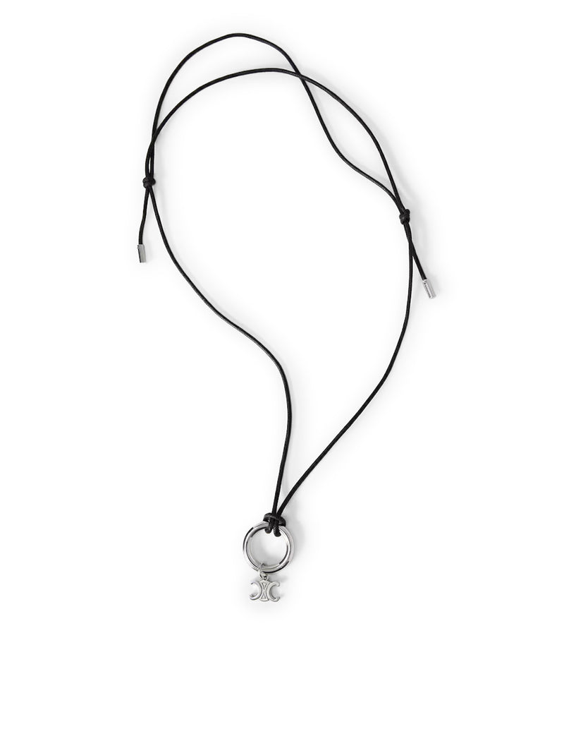 Celine Men Triomphe Charms Necklace In Cotton And Brass With Rhodium-Plated Finish CELINE