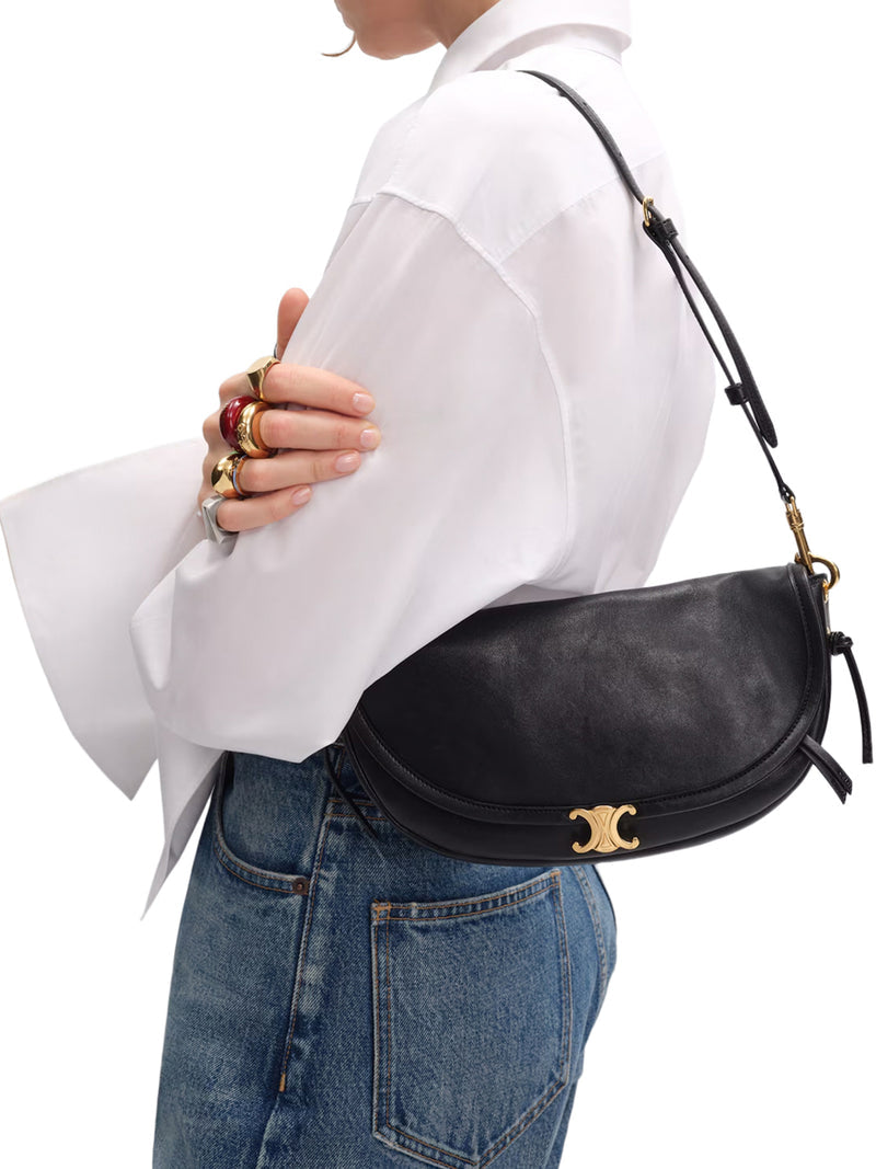 Celine Women Small Crescent Soft Triomphe In Soft Shiny Lambskin CELINE