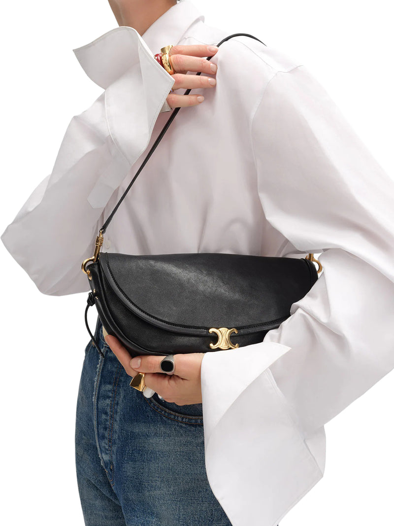 Celine Women Small Crescent Soft Triomphe In Soft Shiny Lambskin CELINE