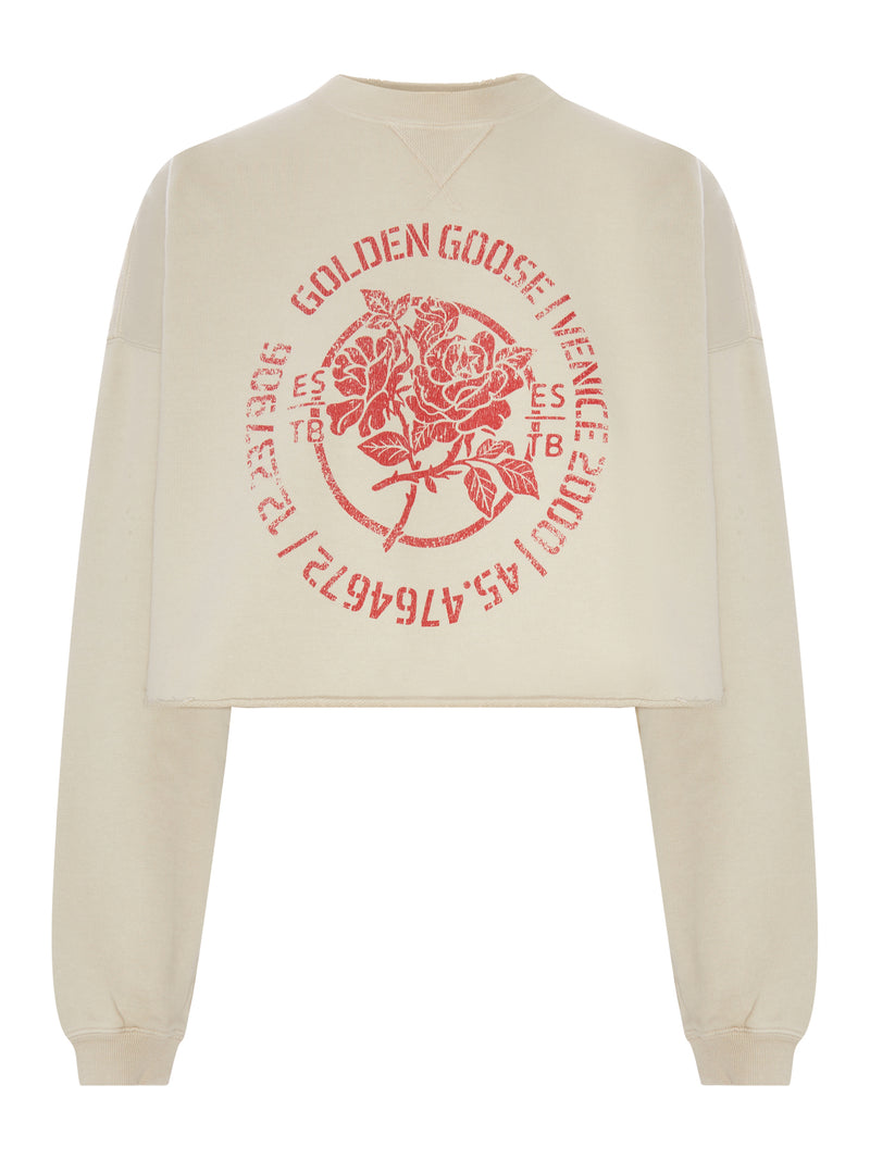 Golden Goose Deluxe Brand Women Cotton Cropped Sweatshirt With Front Print GOLDEN GOOSE