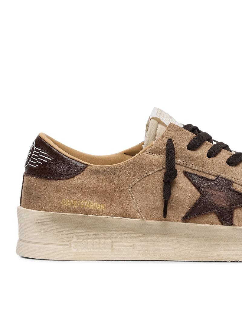 Golden Goose Deluxe Brand Men Stardan Men`S Beige Suede Shoes With Star And Brown Inserts GOLDEN GOOSE