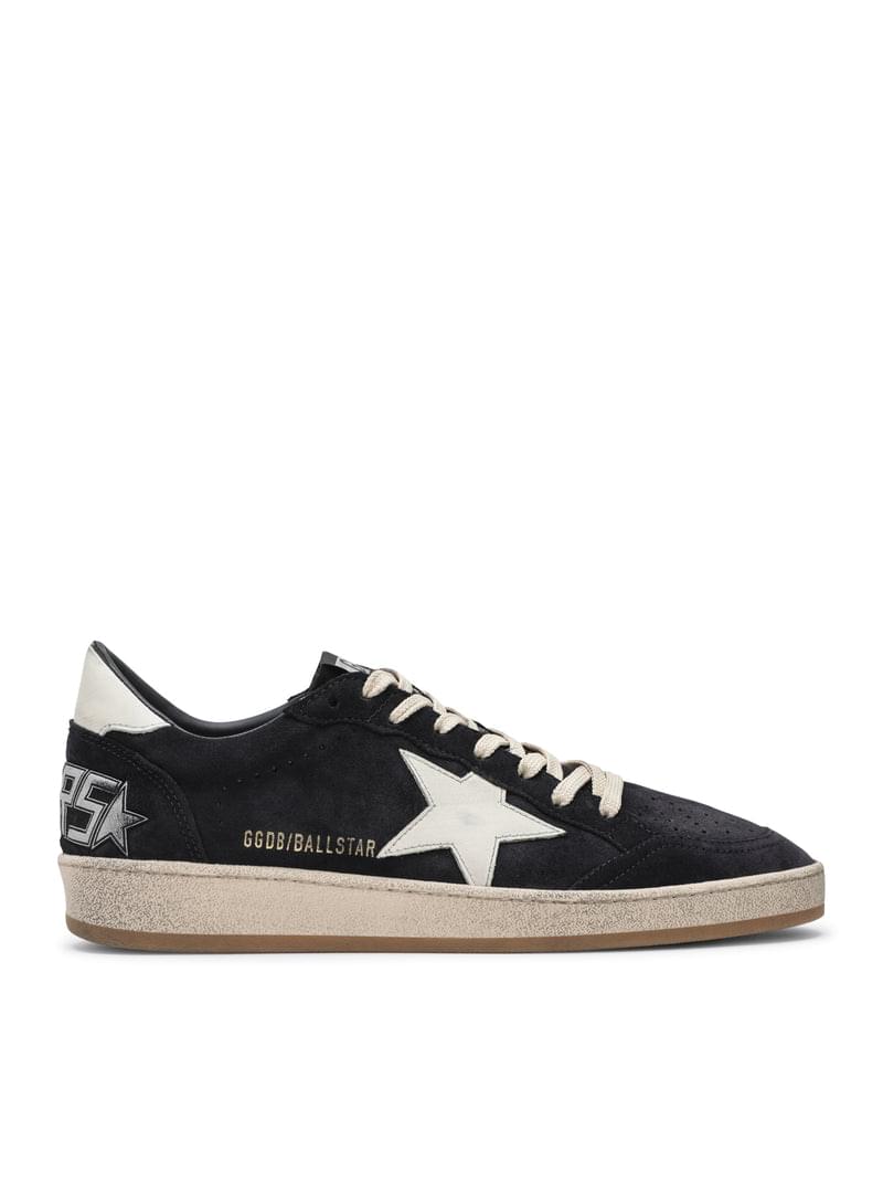 Golden Goose Deluxe Brand Men Ball-Star In Dark Blue Suede With White Leather Star GOLDEN GOOSE