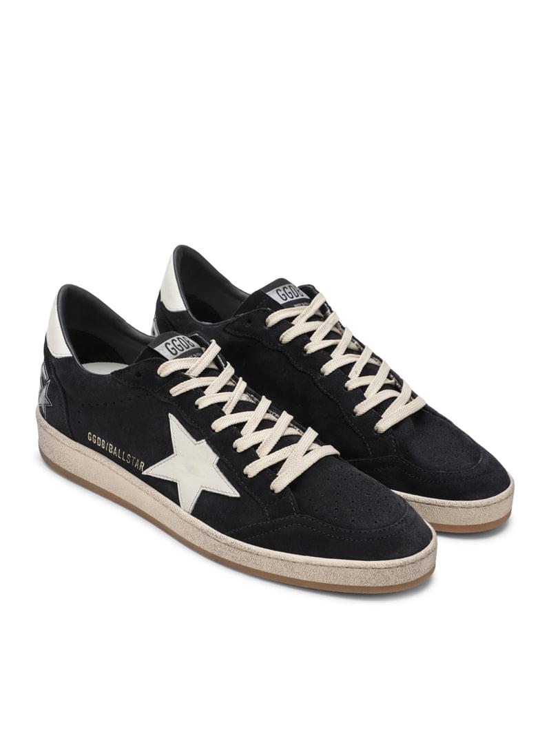 Golden Goose Deluxe Brand Men Ball-Star In Dark Blue Suede With White Leather Star GOLDEN GOOSE