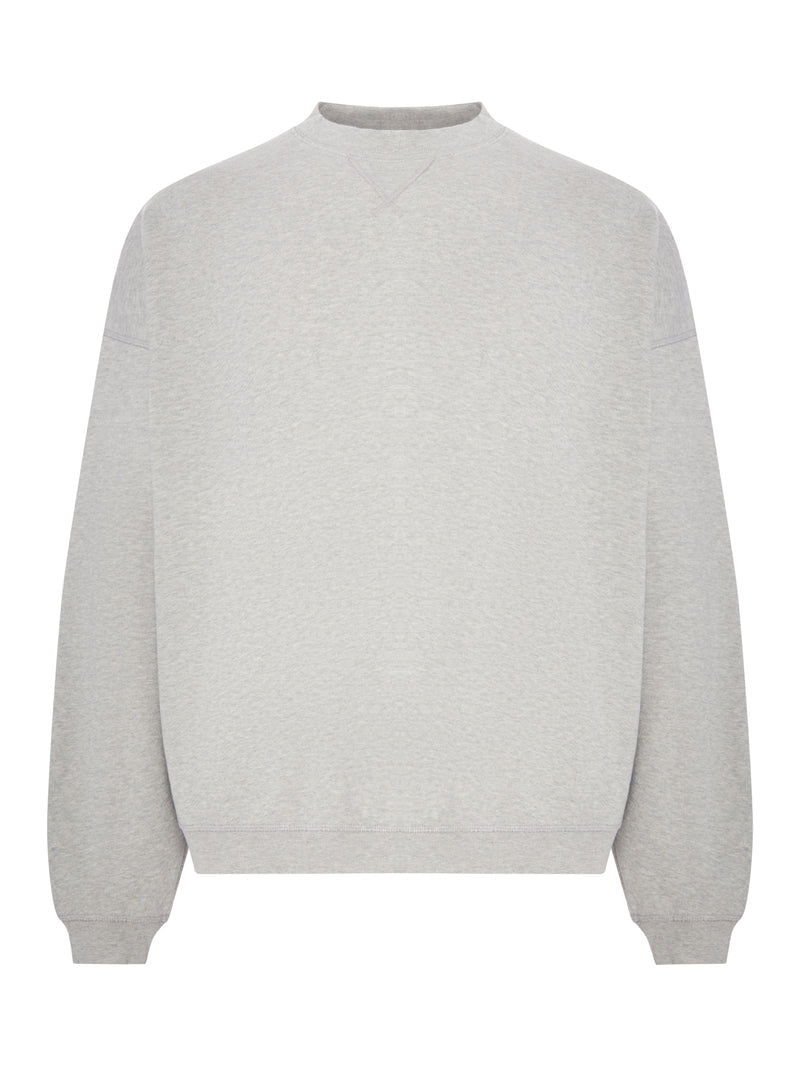 Golden Goose Deluxe Brand Men Grey Mélange Cotton Sweatshirt With Contrasting Logo GOLDEN GOOSE