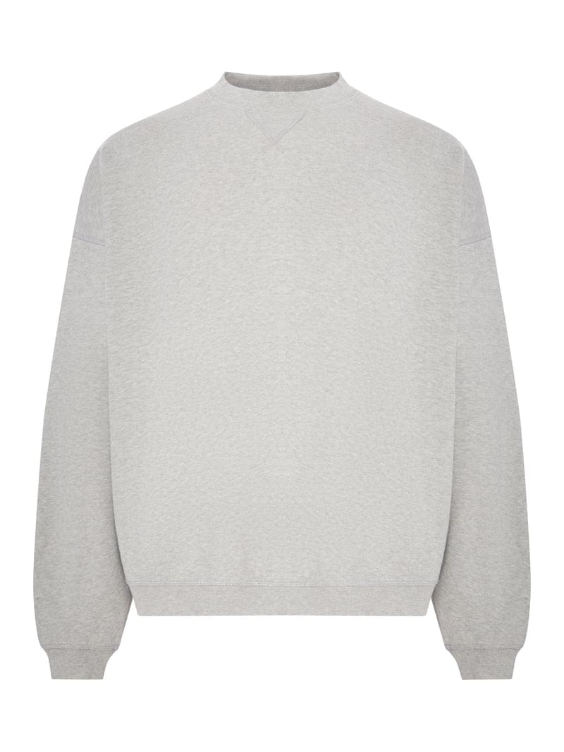 Golden Goose Deluxe Brand Men Grey Mélange Cotton Sweatshirt With Contrasting Logo GOLDEN GOOSE