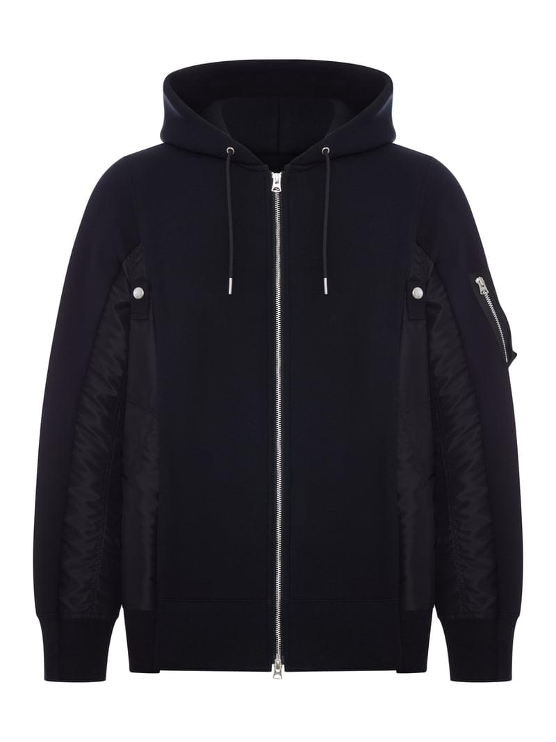 Sacai Men Cotton And Nylon Zip-Up Hoodie SACAI