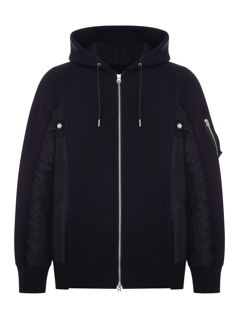 Sacai Men Cotton And Nylon Zip-Up Hoodie SACAI